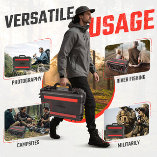 Waterproof Hard Case with Lid Storage Box and Dividers - Black Plastic Precision Instrument Case