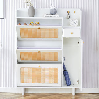 Modern Minimalist Storage Cabinet - Japanese Rattan Shoe Cabinet, Bed Top Cabinet, Small Home Furniture for Corridors and Living Rooms - GZ-DI-03
