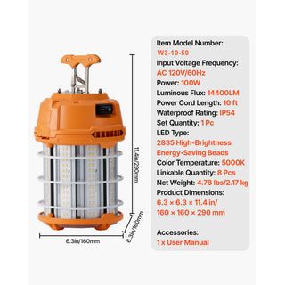 100W LED temporary work light, view 7