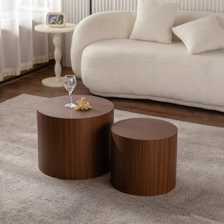Nesting Coffee Table Set of 2 Round Wooden Coffee Tables Circle Modern Table for Small Space Living Room Bedroom Accent End Side Table