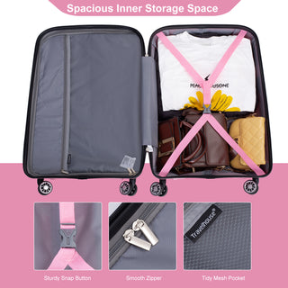 Lightweight Durable Hardshell Suitcase Set with Double Spinner Wheels and TSA Lock, Pink Polypropylene in 3 Sizes