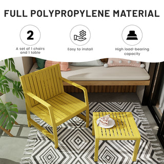 Two-piece Indoor/Outdoor Furniture Set (One Chair and One Coffee Table), UV-resistant, Waterproof and Durable, Brick Yellow, 24.61*27.17*29.92in/19.69×19.69×14.96in, Polypropylene