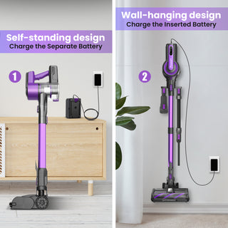 POWEART V870 Purple Cordless Vacuum, 30KPa Suction, 350W Motor, 8-in-1 Cleaner