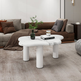 Cloud Coffee Table Classic Modern Marbling Tea Table, Irregular Indoor End Table For Living Room Apartment Free Shape with 3 Legs