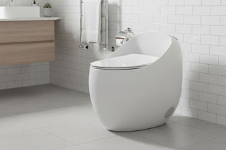 Modern Glossy White Egg Shape Toilet - 1.28 GPF Single Flush Ceramic One-Piece Design
