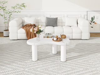 Cloud Coffee Table Classic Modern Marbling Tea Table, Irregular Indoor End Table For Living Room Apartment Free Shape with 3 Legs