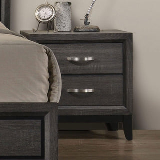 Two-Tone Gray 2-Drawer Nightstand with Wooden Legs - Modern Bedroom Furniture Side Table with Contemporary Finish