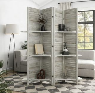 Privacy Screen Room Divider,Tall Wood Privacy Screen Room Divider with Folding Storage
