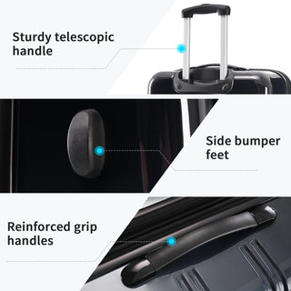 Hardshell Luggage Sets 3 Piece Gradient Color Expandable Suitcase with Spinner Wheels and TSA Lock Lightweight 20' 24' 28' Available,Gradient Black
