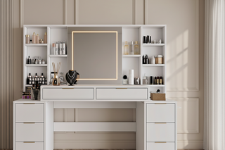 Best 59-Inch Makeup Vanity Desks with Mirror and Lights - Large 8-Drawer Dressing Tables for Bedroom