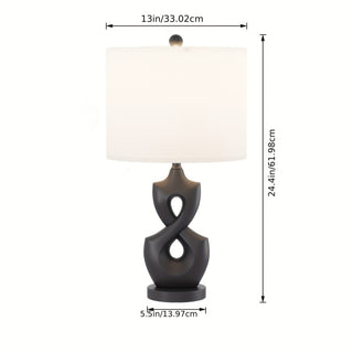 22.3 inch Sculptural Resin Table Lamp Set of 2, Black