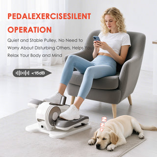 Under Desk Elliptical Machine - 12 Speeds, Remote Control, Bidirectional Pedals , Silent Seated Exerciser for Seniors & Rehabilitation