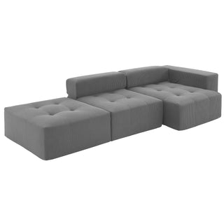 [VIDEO+New]105.5''L Shaped Modular Sectional Sofa,Minimalist Corduroy Floor Couch Set,Convertible Foam-Filled Cloud Compressed Couch for Living Room,3 PC Free Combination,No Assembly Required,3 Colors