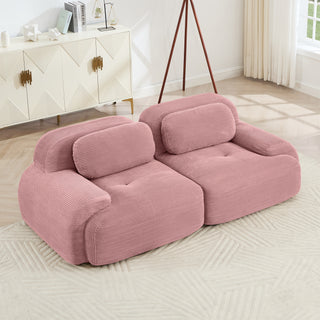 82'' Pink Modular Corduroy Loveseat | Curved Armrest Cloud Sofa luxury