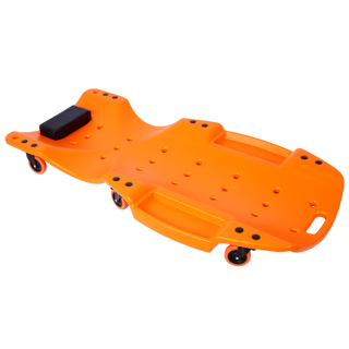 Plastic Creeper 48 Inch - Blow Molded Ergonomic HDPE Body with Padded Headrest & Dual Tool Trays - 440 Lbs Capacity ORANGE