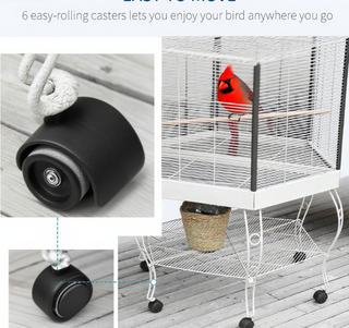 Flight Bird Cage Hexagon Covered Canopy Portable Aviary