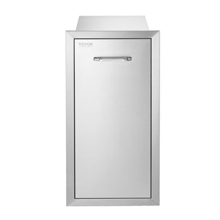 Pull-Out Trash Drawer – 13.4" W x 26" H x 19.6" D Stainless Steel Roll-Out Trash Bin with Sliding Rails & Handle for Outdoor Kitchen BBQ Island