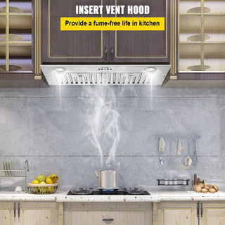  30 Inch Insert Range Hood | 800 CFM Stainless Steel Built-in Kitchen Vent | Ducted/Ductless Convertible
