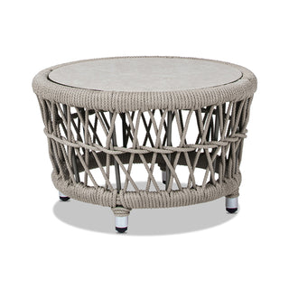 Everly 21.5' Round Woven Patio Coffee Table Light Beige Olefin