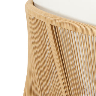 Acacia Wood and Wicker Outdoor Club Chair, Deep Seating with Soft Cushion, Porch Chairs for Garden, Backyard Porch Balcony, Brown & Beige