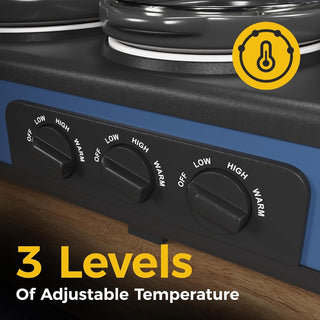 Blue triple slow cooker buffet food warmer, view 2