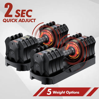 Adjustable Dumbbell Set 22.5LB – 5-in-1 Quick-Adjust Weights with No-Slip Handle & Tray | Compact Home Gym Dumbbells for Women & Men