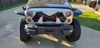 Halloween Front Grille Grid Grill for 2007-2018 Jeep Wrangler Rubicon Sahara Sport JK/JKU, Matte Black