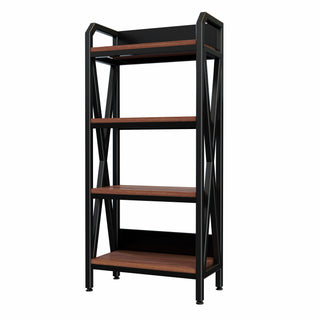56.3" 4-Tier Bakers Rack | Metal & Wooden Kitchen Storage Shelves, 25.6" Length