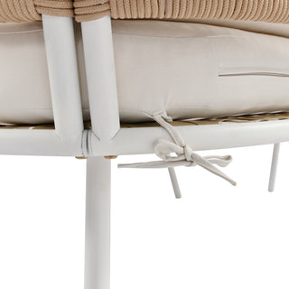 K&K 4-Piece Boho Rope Patio Furniture Set – Outdoor Furniture with Acacia Wood Table, Deep Seating & Thick Cushions for Backyard, Porch, Balcony – Beige