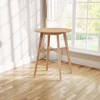 3 Pieces Bar Table Set,Modern Round Counter Height Pub Table, Wooden High Top with Bar Stools Pub Dining Set for Kitchen,Restaurant,Cocktail Bar,Oak