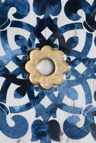 S/4 Abstract Blue, White, and Gold Wall Decor Accents, 9.5x9.5'