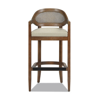 Americana Mid-Century Modern 30.5' Cane Back Bar Stool, Taupe Beige