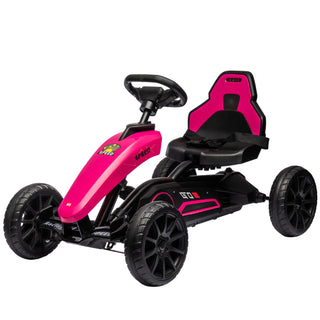 Aosom Kids Pedal Go Kart | Pink Outdoor Ride-On Toy with Handbrake and amp; Adjustable Seat
