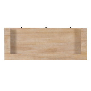 TREXM 4-piece Dining Bar Table Set with 3 Upholstered Stools, Multifunctional Dining Table with 3 Drawers (Natural Wood Wash)