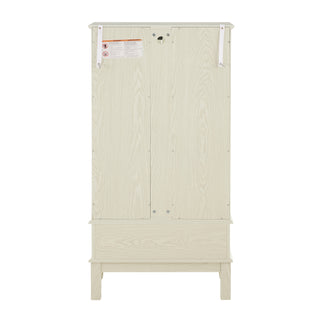 Curio Cabinet Lighted Glass Cabinet Glass Wine Cabinet Curio Display Cabinet with Adjustable Glass Shelves 2 Doors and 1 drawer Cabinet Sideboard With Bulb Included Antique White