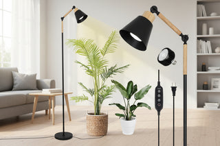  Full Spectrum Grow Lights for Indoor Plants - 20W COB Plant Light with 4/8/12H Timer - 75" Adjustable Height Standing Grow Lamp for Middle & Large Plants - High-Velocity Indoor Growing Light