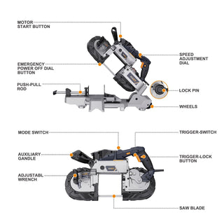 10 Amp 5" Deep Cut Bandsaw | Variable Speed Portable Metal Saw with Lightweight Aluminum Base