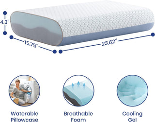 4 Inch Memory Foam Pillows, Gel Cooling Bed Pillows, Sleep Pillow, Removable Machine Washable Pillowcase,Standard Size