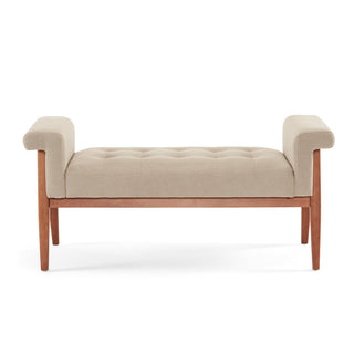 Elegant Beige Linen Tufted Ottoman: A Classic Comfort Statement
