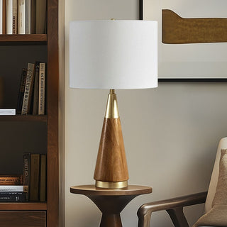 Triangular Mid-Century Table Lamp with Linen Shade