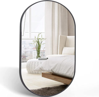 Black 20 x 28 Inch Metal Oval Mirror