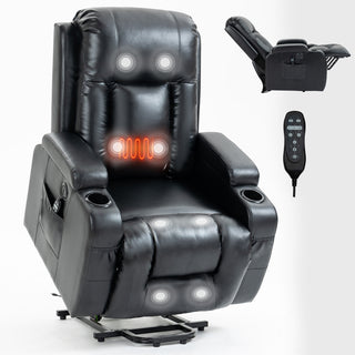 EliteCare™ Stealth-Series Power Lift Recliner – Industrial 350LB Heavy-Duty Motion Chassis with Infinite Position Motor, 8-Point Kinetic Massage, Lumbar Heat Therapy & Integrated Tech-Hub – Jet Black Onyx