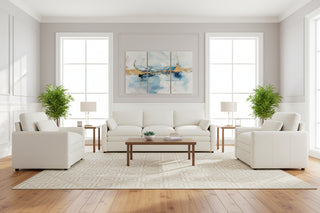 Beige Chenille Oversized Cloud Sofa - Cozy Double Cushion Upholstered Couch