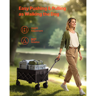 Collapsible Folding Wagon with Wheels, Wagons Carts Foldable with 225lbs Capacity, Lightweight Portable Utility Wagon Cart for Grocery Shopping Sports Camping and Garden