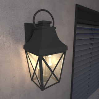 Matte Black Outdoor Wall Sconce 1-Pack - Waterproof Exterior Porch Light