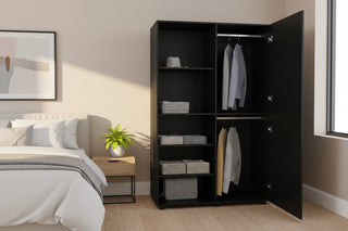Eco High One-Door Freestanding Armoire - Compact Wardrobe with Hanging Rod and Shelves