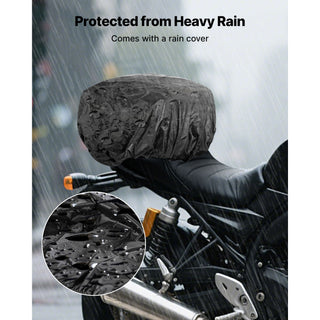 Motorcycle Tail Bag 22–34L Expandable | Waterproof Rear Seat Motorcycle Bag with Rain Cover | Multi-Use Motorbike Luggage Backpack & Handbag – Black