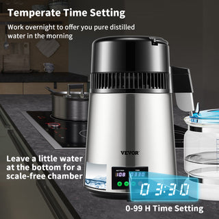 1.1 Gal Water Distiller | 750W Distilled Water Maker with Timing & Temp Display