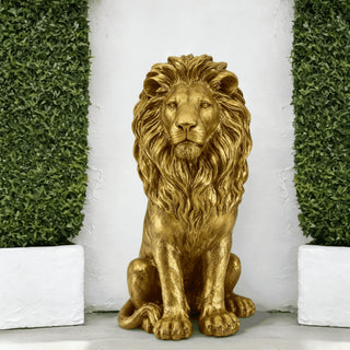 24” Lion Statue | Resin Outdoor Guardian Sculpture | Realistic Animal Decor for Villa, Garden, Park & Resort | Patriotic Independence Day Home & Courtyard Decoration