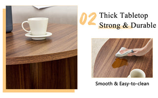 Versatile Round Coffee Table – Walnut-Finished MDF, Modern Minimalist Nordic Style, 31.5" Diameter

